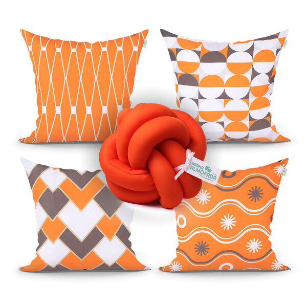 Jogo De Capa De Almofada Laranja Para Quarto 4 Unidades + Alm