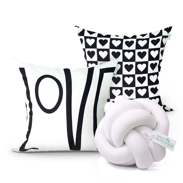 Jogo De Capa De Almofada Para Sala Branca Love Estampada 2 Un