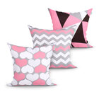 Jogo De Capa De Almofada Para Sala Rosa Coração Estampada Kit