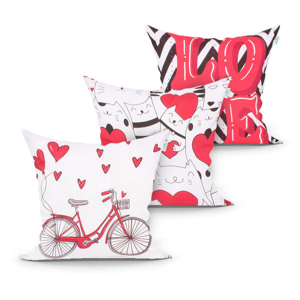 Jogo De Capa De Almofada Para Sala Vermelha Estampada Kit Com