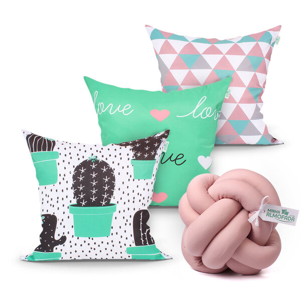 Jogo De Capa De Almofada Rosê Para Quarto Kit 3 Unidades 45cm