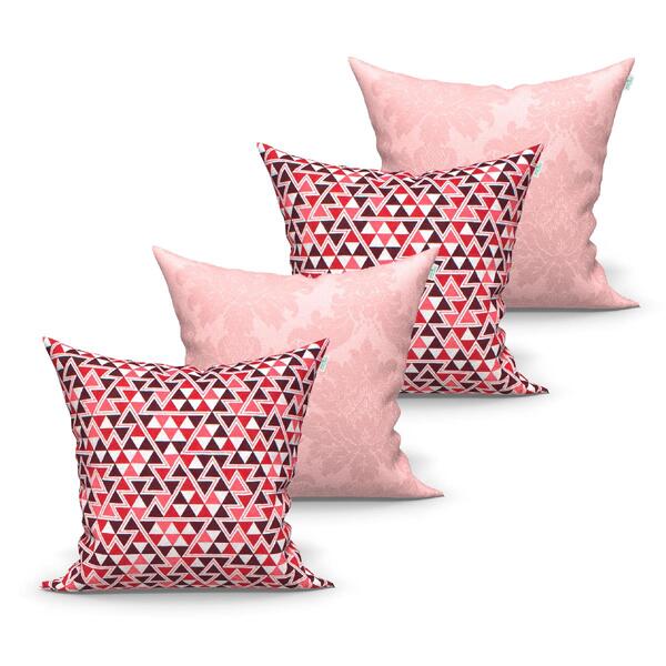 Jogo De Capa De Almofada Vermelha Grande 4 Unidades 60cm X 60