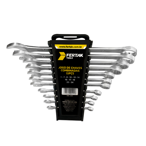 Jogo de Chave Combinada 6-24mm 11 Peças Fertak Fixa e Estrela