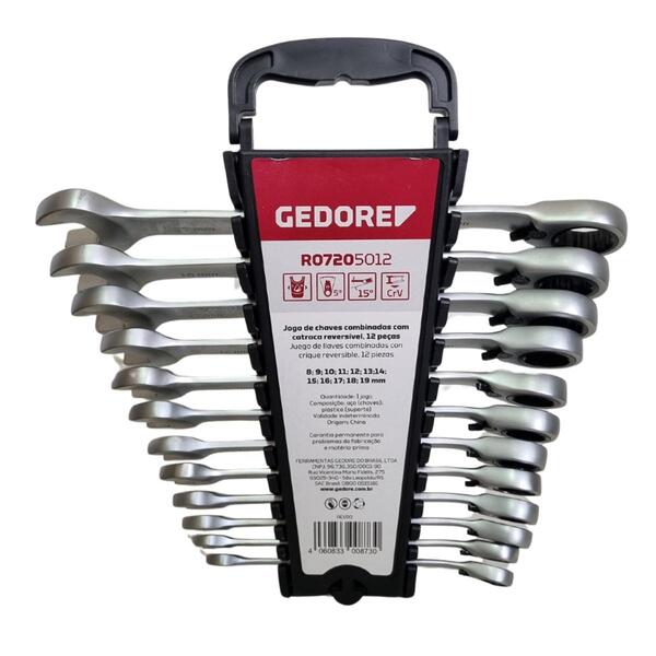 Jogo De Chave Combinada Com Catraca Reversível - 12 Peças - 8