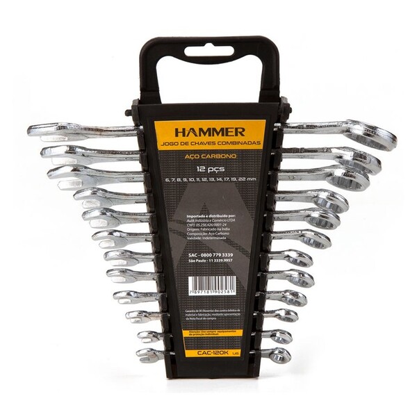 Jogo De Chave Combinada Hammer 6 A 22mm 12 Peças