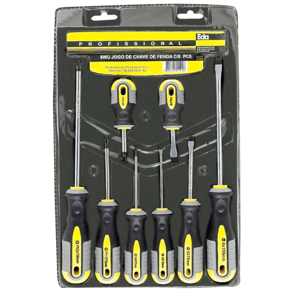 Jogo De Chave De Fenda E Philips Com 8 Peças 8wu