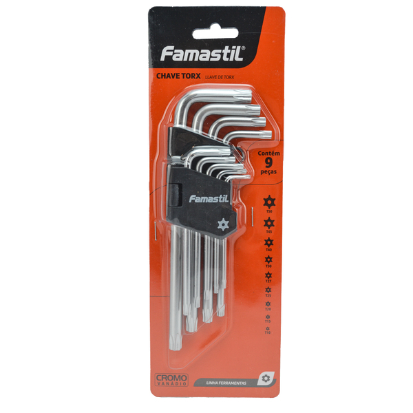 Jogo De Chave Torx 9 Peças Famastil Aço Cromado