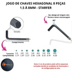 Jogo De Chaves Allen Hexagonal 8pçs 1.5 Á 8mm Starfer