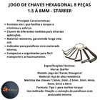 Jogo De Chaves Allen Hexagonal 8pçs 1.5 Á 8mm Starfer