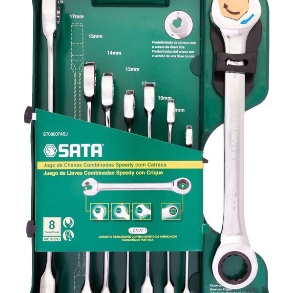 Jogo De Chaves Combinadas Speedy Catraca Sata 8 Peças