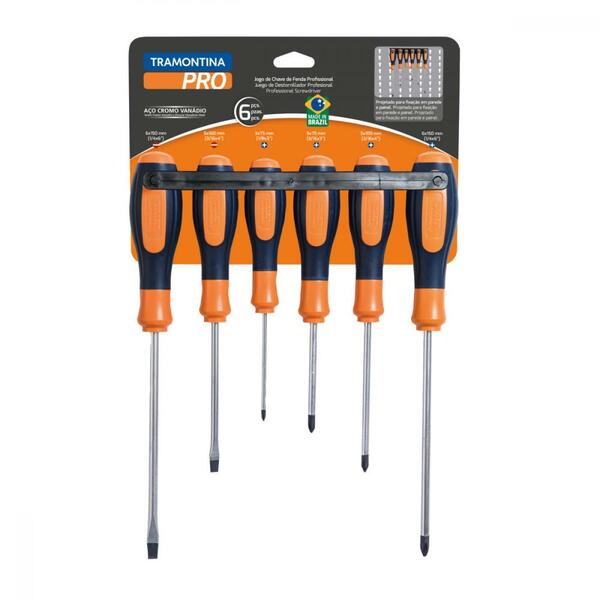 Jogo De Chaves De Fenda Ultragrip Plus 6 Peças Tramontina Pro