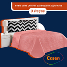 Jogo De Colcha Chevron Casal Queen 3pçs Casen Dupla Face Rose