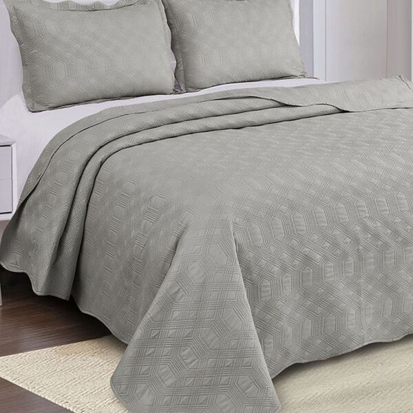 Jogo De Colcha Duque Casal Camesa Cinza Un