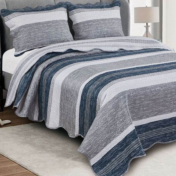 Jogo De Colcha Evolution Patchwork King Camesa Cinza Un