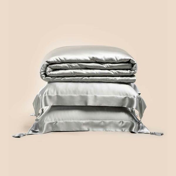 Jogo De Colcha Super King Altenburg Haus Seda Mulberry Cinza