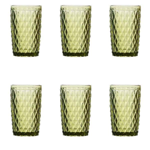 Jogo De Copos Alto Em Vidro Lyor Abacaxi 6 Peças 330ml Verde
