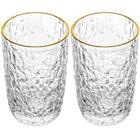 Jogo De Copos De Cristal Transparente Fio De Ouro Martelado P