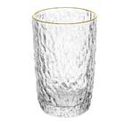 Jogo De Copos De Cristal Transparente Fio De Ouro Martelado P