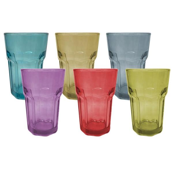 Jogo De Copos De Vidro Boston Colorido 6 Peças 450ml - Copo013