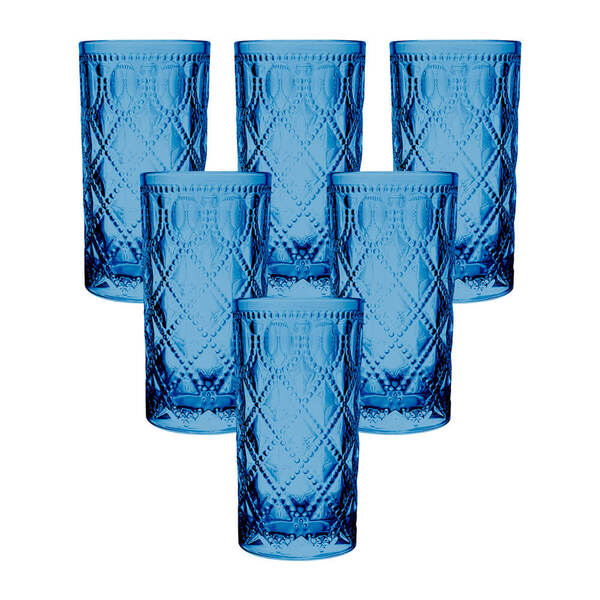 Jogo De Copos De Vidro Royal Azul 380ml - Casambiente Copo075