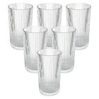 Jogo De Copos De Vidro Transparente Graffiato Long Drink 420m