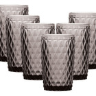 Jogo De Copos Diamond Fumê Água Suco Vinho 330 Ml 6 Peças Fume