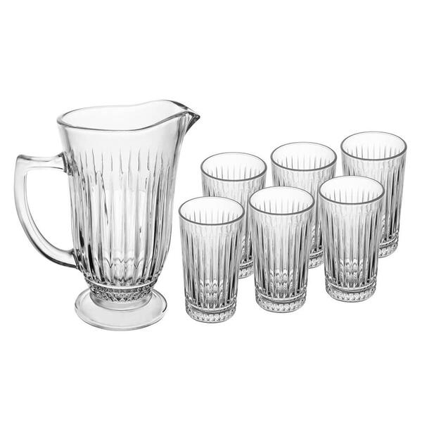 Jogo De Copos E Jarra De Vidro Transparente Deli Diamante 7 Peças ...