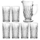 Jogo De Copos E Jarra De Vidro Transparente Diamante 7 Peças