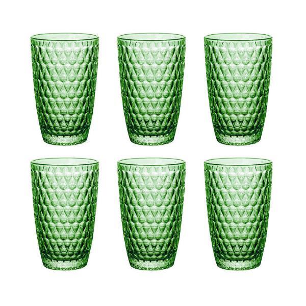 Jogo De Copos Em Vidro L'hermitage Amelie 355ml 6 Peças Verde