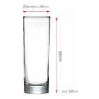 Jogo De Copos Tubo Água Suco 300ml Kit 12 Peças Nadir