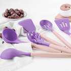 Jogo De Cozinha 12 Peças Silicone Madeira Colher Espatula Con