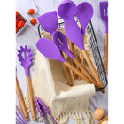 Jogo De Cozinha 12 Peças Silicone Madeira Colher Espatula Con