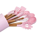 Jogo De Cozinha 12 Peças Silicone Madeira Espatula  Fouet Col