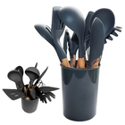 Jogo De Cozinha 12 Peças Silicone Madeira Espatula Fouet Conc