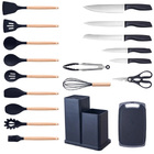 Jogo De Cozinha 19 Peças Luxo Utensilios Espatula Faca Tesour