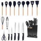 Jogo De Cozinha Luxo 19 Peças Espatula Tesoura Faca Concha Es