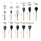 Jogo De Cozinha Utensilios 19 Peças Luxo Concha Faca Tesoura