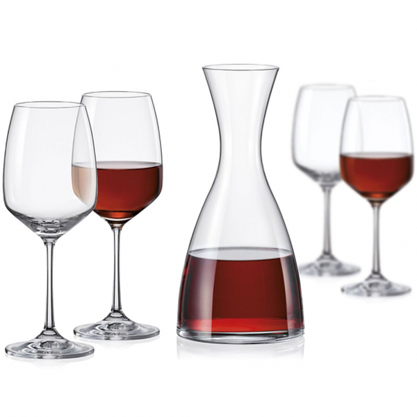 Jogo De Decanter 1,2L E 4 Taças 455ml Vidro Bohemia Crystal