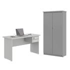 Jogo De Escritório Com Mesa 120 Moema Cinza