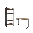 Jogo De Escritorio Estante E Escrivaninha Ade Castanho Preto