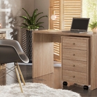 Jogo De Escritório Gaveteiro E Mesa Kemuel Nogal