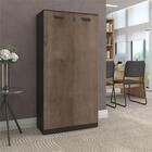 Jogo De Escrivaninha 120 E Armario Alto Neon Castanho Preto