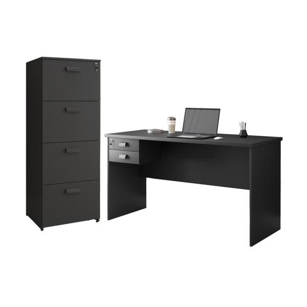 Jogo De Escrivaninha 150 E Armario Note Preto