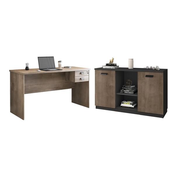 Jogo De Escrivaninha 150 E Balcão Slayer Castanho Preto