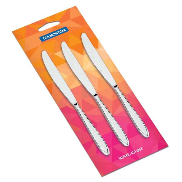 Jogo De Faca Mesa Aço Inox 3 Peças Laguna Tramontina