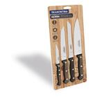 Jogo De Facas 4 Pcs Polywood Castanho Sortidos Com Laminas De