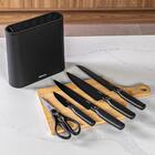 Jogo De Facas Com Suporte Cepo Inox Preto Action 6 Peças - Br