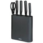 Jogo De Facas Com Suporte Cepo Inox Preto Action 6 Peças - Br