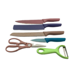 Jogo De Facas Em Aço Inox Coloridas - Kit Com 6 Peças