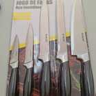 Jogo De Facas Inox 5 Peças Cozinha Churrasco B-max Bm-dj514